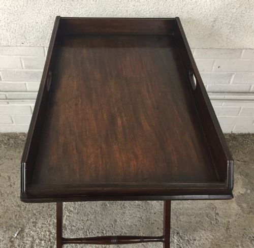 VICTORIAN MAHOGANY BUTLER'S TRAY ON ORIGINAL STAND - ADDITIONAL PHOTO 3