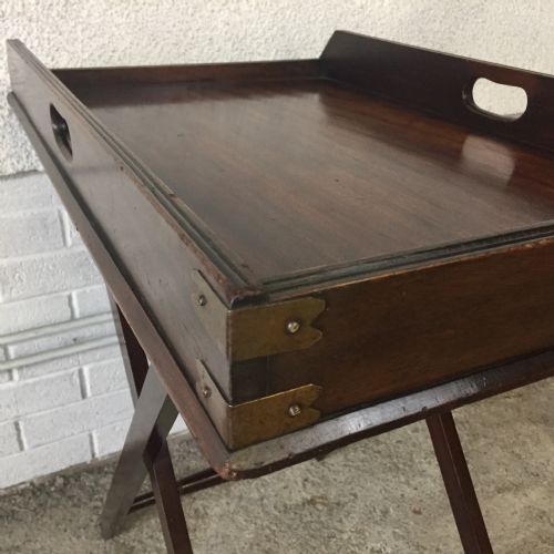 VICTORIAN MAHOGANY BUTLER'S TRAY ON ORIGINAL STAND - ADDITIONAL PHOTO 4