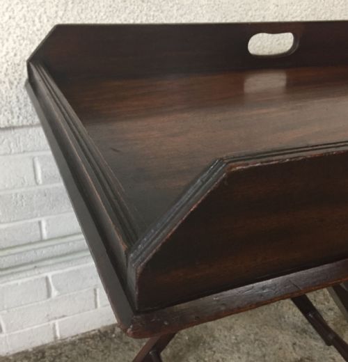 VICTORIAN MAHOGANY BUTLER'S TRAY ON ORIGINAL STAND - ADDITIONAL PHOTO 5