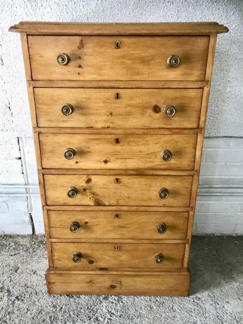 VICTORIAN PINE 6 DRAWER WELLINGTON CHEST - ADDITIONAL PHOTO 1