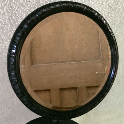 CIRCA 1900 EBONISED SHAVING MIRROR ON STAND - ADDITIONAL PHOTO 1