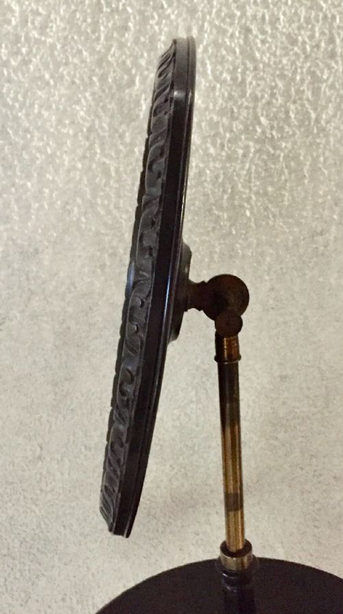 CIRCA 1900 EBONISED SHAVING MIRROR ON STAND - ADDITIONAL PHOTO 2