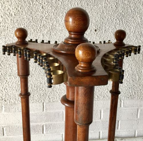 1920S OAK REVOLVING SNOOKER CUE RACK - ADDITIONAL PHOTO 2