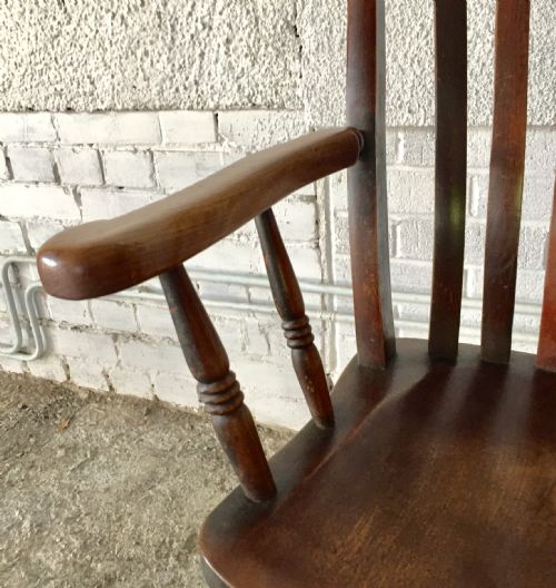 VICTORIAN ELM AND BEECH WINDSOR CARVER CHAIR - ADDITIONAL PHOTO 4