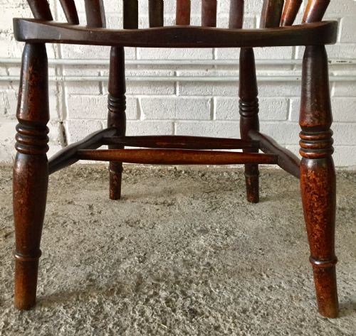 VICTORIAN ELM AND BEECH WINDSOR CARVER CHAIR - ADDITIONAL PHOTO 7
