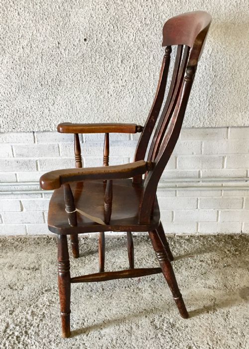 VICTORIAN ELM AND BEECH WINDSOR CARVER CHAIR - ADDITIONAL PHOTO 9