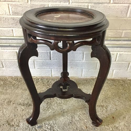 c1900 ebonised plant lamp stand with marble top - CATEGORY: ANTIQUE MISCELLANEOUS - DATED 1900