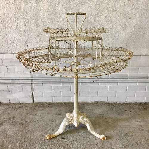 rare 19th century revolving wirework plant stand - CATEGORY: ANTIQUE MISCELLANEOUS - DATED 19TH CENTURY