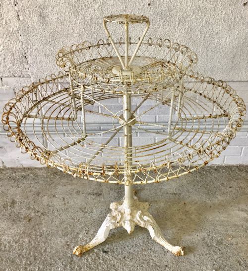 RARE 19TH CENTURY REVOLVING WIREWORK PLANT STAND - ADDITIONAL PHOTO 1
