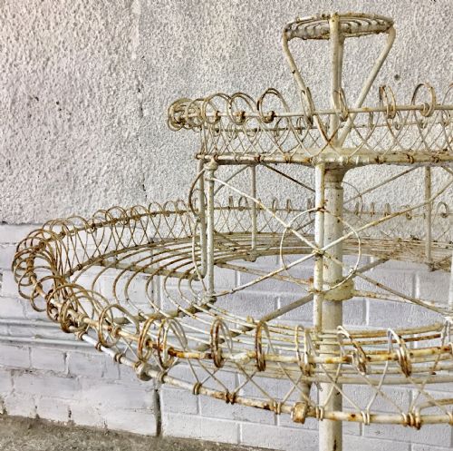 RARE 19TH CENTURY REVOLVING WIREWORK PLANT STAND - ADDITIONAL PHOTO 4