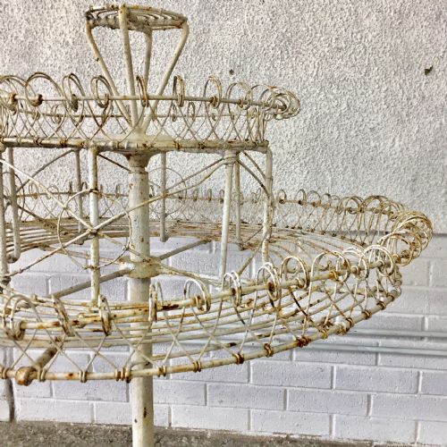 RARE 19TH CENTURY REVOLVING WIREWORK PLANT STAND - ADDITIONAL PHOTO 5