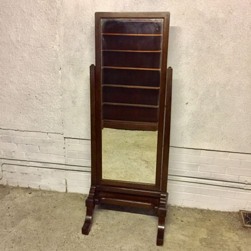 edwardian oak cheval mirror - CATEGORY: ANTIQUE MIRRORS - DATED EDWARDIAN