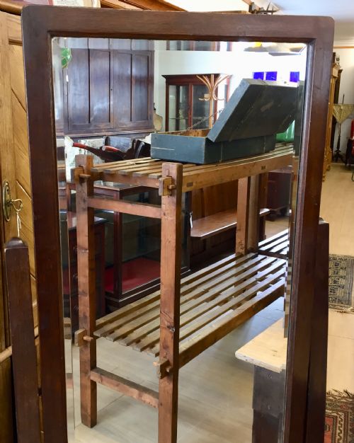 EDWARDIAN OAK CHEVAL MIRROR - ADDITIONAL PHOTO 1