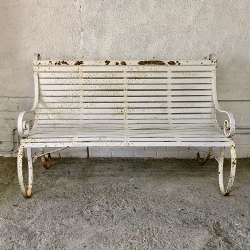 mid 19th century iron strap bench - CATEGORY: ANTIQUE FURNITURE - DATED 19TH CENTURY