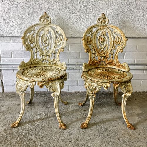 pair of victorian cast iron chairs - CATEGORY: ANTIQUE CHAIRS - DATED VICTORIAN