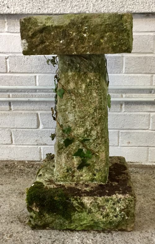 19TH CENTURY HAND CARVED STONE BIRD BATH - ADDITIONAL PHOTO 1