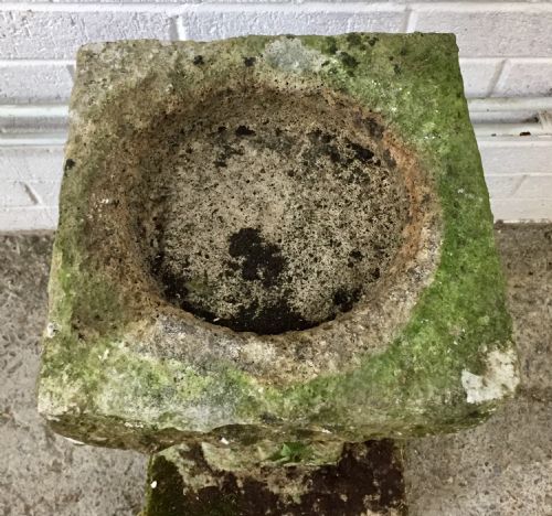 19TH CENTURY HAND CARVED STONE BIRD BATH - ADDITIONAL PHOTO 2