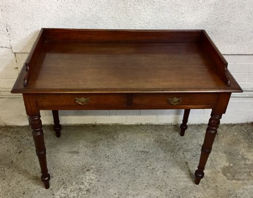 VICTORIAN MAHOGANY SIDE TABLE WITH GALLERY BACK - ADDITIONAL PHOTO 1