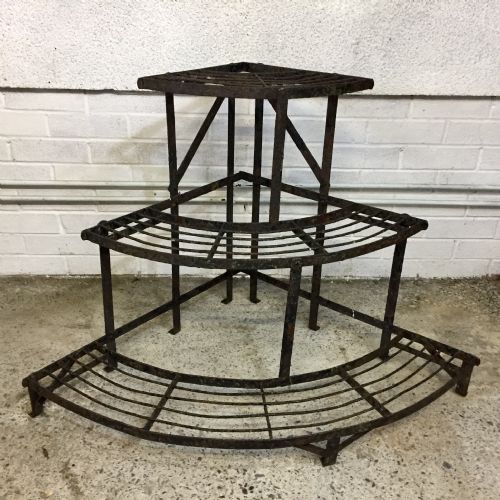 circa 1900 wrought iron slatted plant stand - CATEGORY: ANTIQUE MISCELLANEOUS - DATED 1900