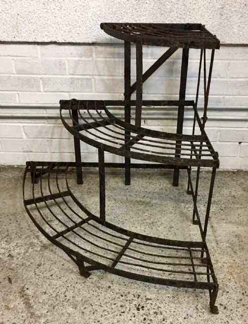 CIRCA 1900 WROUGHT IRON SLATTED PLANT STAND - ADDITIONAL PHOTO 1
