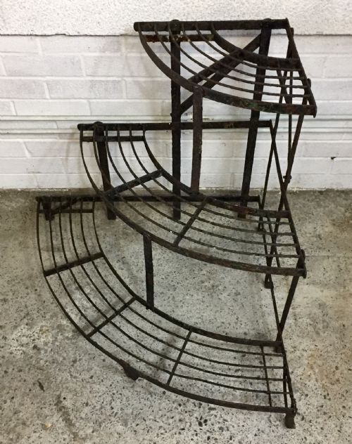 CIRCA 1900 WROUGHT IRON SLATTED PLANT STAND - ADDITIONAL PHOTO 2
