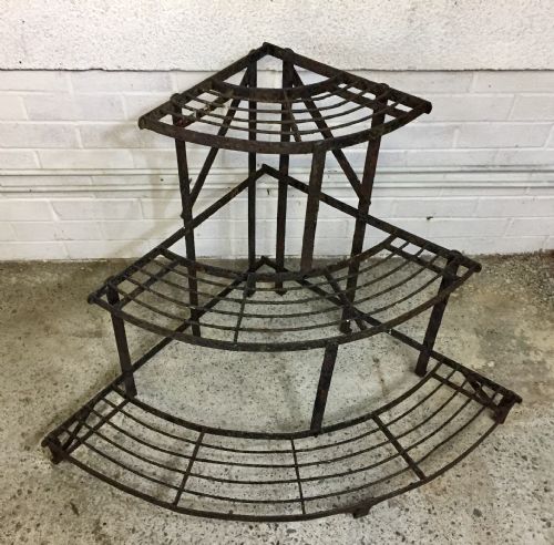 CIRCA 1900 WROUGHT IRON SLATTED PLANT STAND - ADDITIONAL PHOTO 3