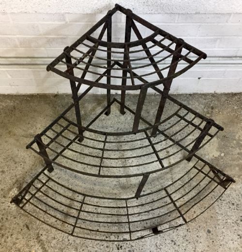 CIRCA 1900 WROUGHT IRON SLATTED PLANT STAND - ADDITIONAL PHOTO 4