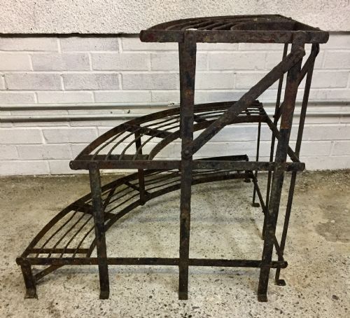 CIRCA 1900 WROUGHT IRON SLATTED PLANT STAND - ADDITIONAL PHOTO 5