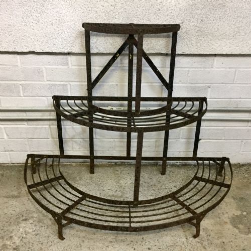 circa 1900 wrought iron slatted plant stand - CATEGORY: ANTIQUE MISCELLANEOUS - DATED 1900