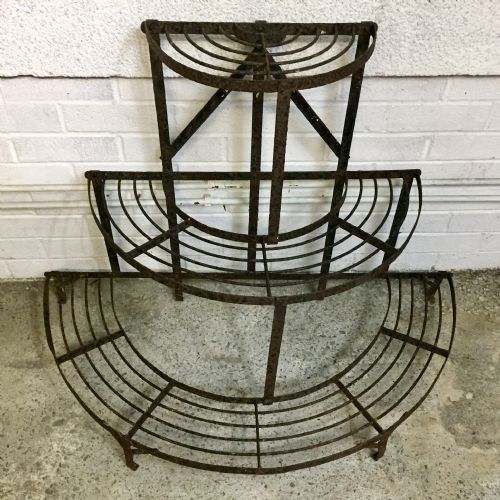 CIRCA 1900 WROUGHT IRON SLATTED PLANT STAND - ADDITIONAL PHOTO 1