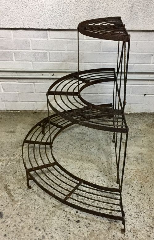 CIRCA 1900 WROUGHT IRON SLATTED PLANT STAND - ADDITIONAL PHOTO 3