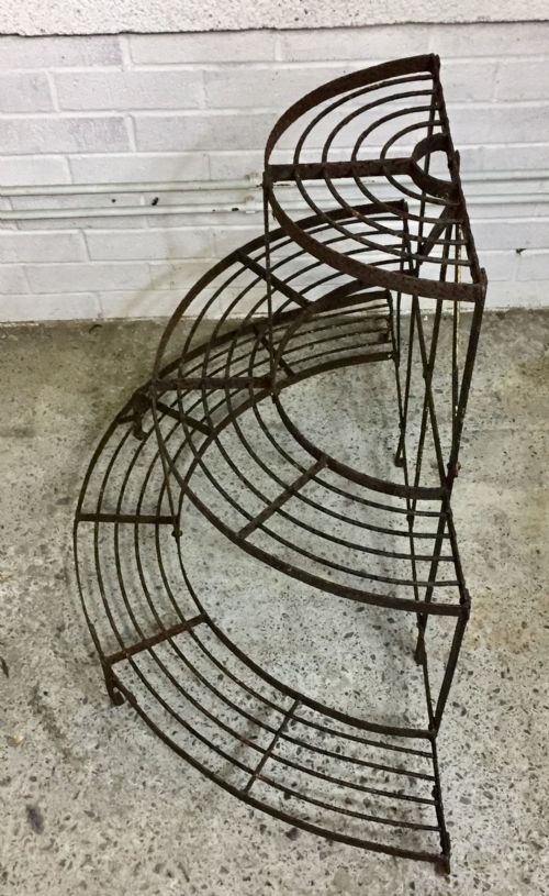 CIRCA 1900 WROUGHT IRON SLATTED PLANT STAND - ADDITIONAL PHOTO 4