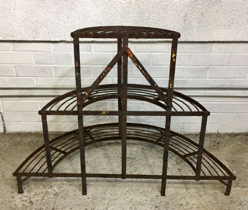 CIRCA 1900 WROUGHT IRON SLATTED PLANT STAND - ADDITIONAL PHOTO 5