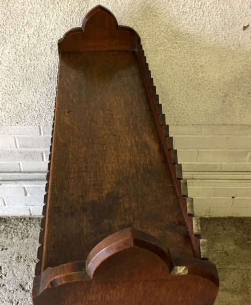 VICTORIAN GOTHIC OAK BOOKCASE WITH ORIGINAL BRASS HANDLES - ADDITIONAL PHOTO 2