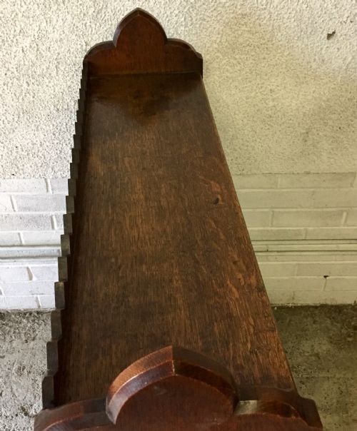 VICTORIAN GOTHIC OAK BOOKCASE WITH ORIGINAL BRASS HANDLES - ADDITIONAL PHOTO 3