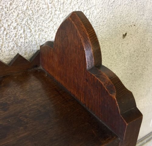 VICTORIAN GOTHIC OAK BOOKCASE WITH ORIGINAL BRASS HANDLES - ADDITIONAL PHOTO 4