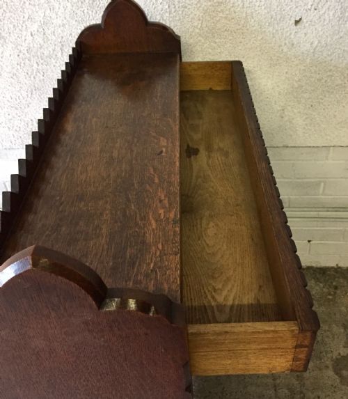 VICTORIAN GOTHIC OAK BOOKCASE WITH ORIGINAL BRASS HANDLES - ADDITIONAL PHOTO 8