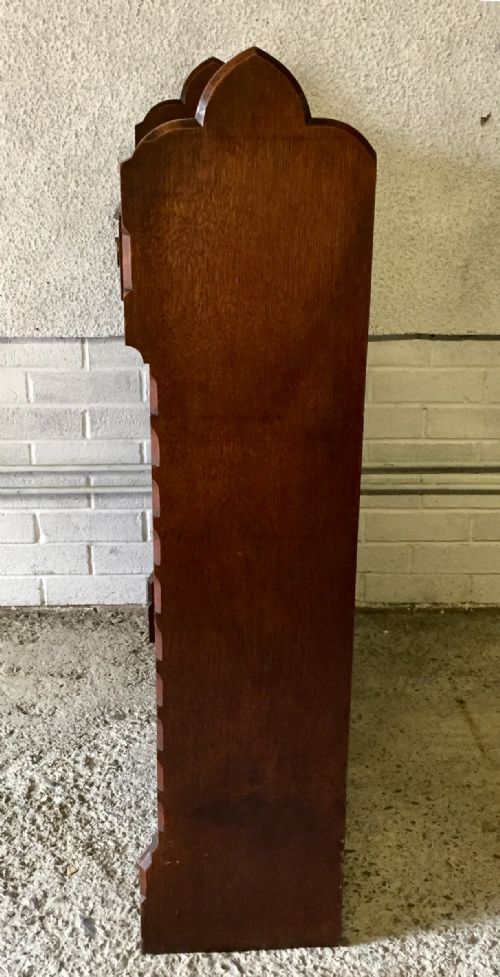 VICTORIAN GOTHIC OAK BOOKCASE WITH ORIGINAL BRASS HANDLES - ADDITIONAL PHOTO 11