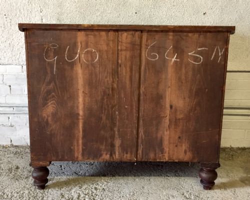 VICTORIAN MAHOGANY CHEST OF DRAWERS WITH ORIGINAL TURNED KNOBS AND FEET - ADDITIONAL PHOTO 9