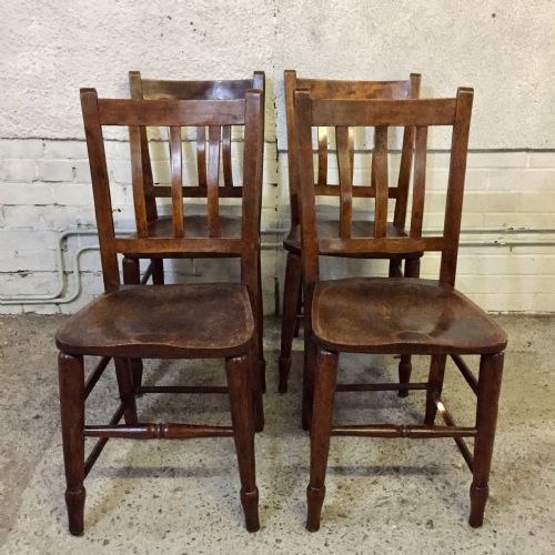 circa 1900 set of 4 elm and beech kitchen chairs - CATEGORY: ANTIQUE CHAIRS - DATED 1900