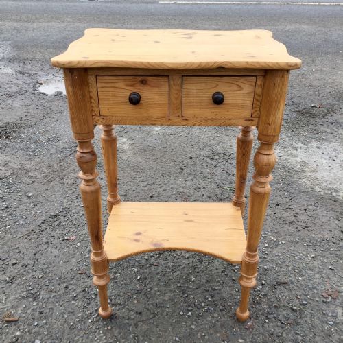 victorian pine side table with 2 drawers and a shelf - CATEGORY: ANTIQUE TABLES - DATED VICTORIAN