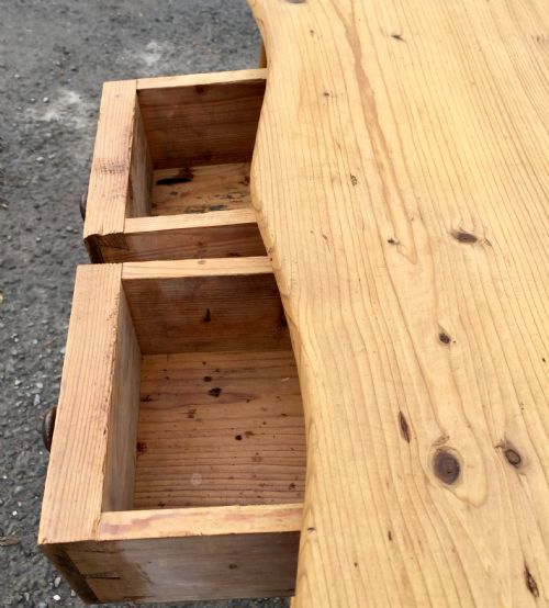 VICTORIAN PINE SIDE TABLE WITH 2 DRAWERS AND A SHELF - ADDITIONAL PHOTO 5
