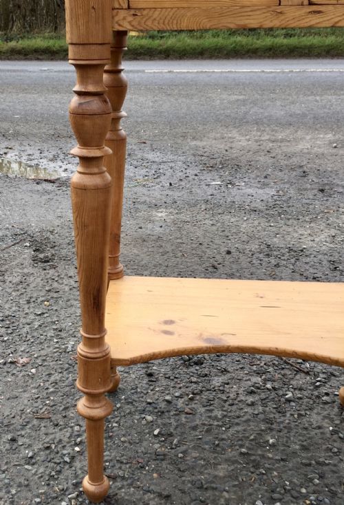 VICTORIAN PINE SIDE TABLE WITH 2 DRAWERS AND A SHELF - ADDITIONAL PHOTO 7