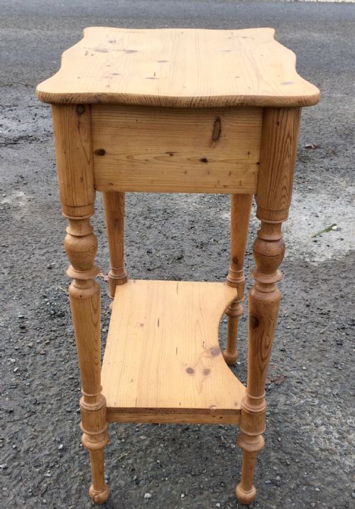 VICTORIAN PINE SIDE TABLE WITH 2 DRAWERS AND A SHELF - ADDITIONAL PHOTO 9