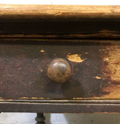 EARLY 19TH CENTURY PINE SCRUB TOP TABLE WITH 2 DRAWERS - ADDITIONAL PHOTO 4