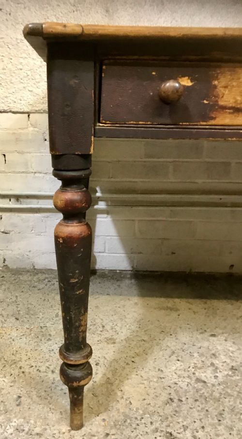 EARLY 19TH CENTURY PINE SCRUB TOP TABLE WITH 2 DRAWERS - ADDITIONAL PHOTO 6