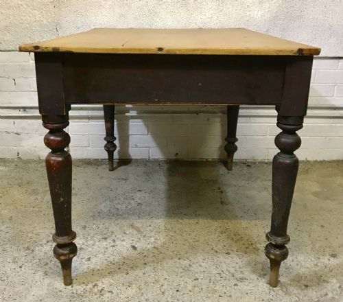 EARLY 19TH CENTURY PINE SCRUB TOP TABLE WITH 2 DRAWERS - ADDITIONAL PHOTO 8