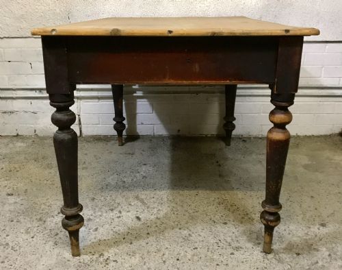 EARLY 19TH CENTURY PINE SCRUB TOP TABLE WITH 2 DRAWERS - ADDITIONAL PHOTO 9