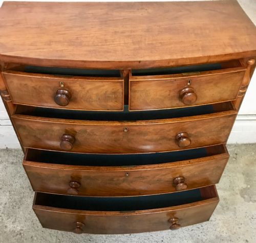 EARLY VICTORIAN MAHOGANY BOW FRONT CHEST OF DRAWERS - ADDITIONAL PHOTO 8