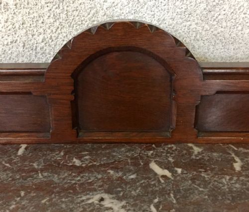 VICTORIAN GOTHIC OAK CONSOLE TABLE WITH MARBLE TOP - ADDITIONAL PHOTO 3